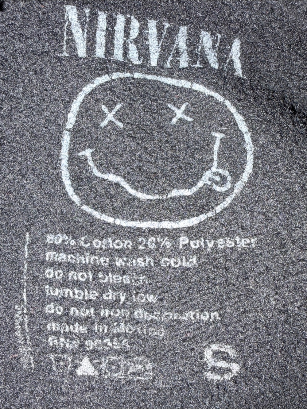 Official Nirvana Smiley Face Logo Hoodie Black - Men's / Unisex Small 19.5" P2P - Picture 2 of 8